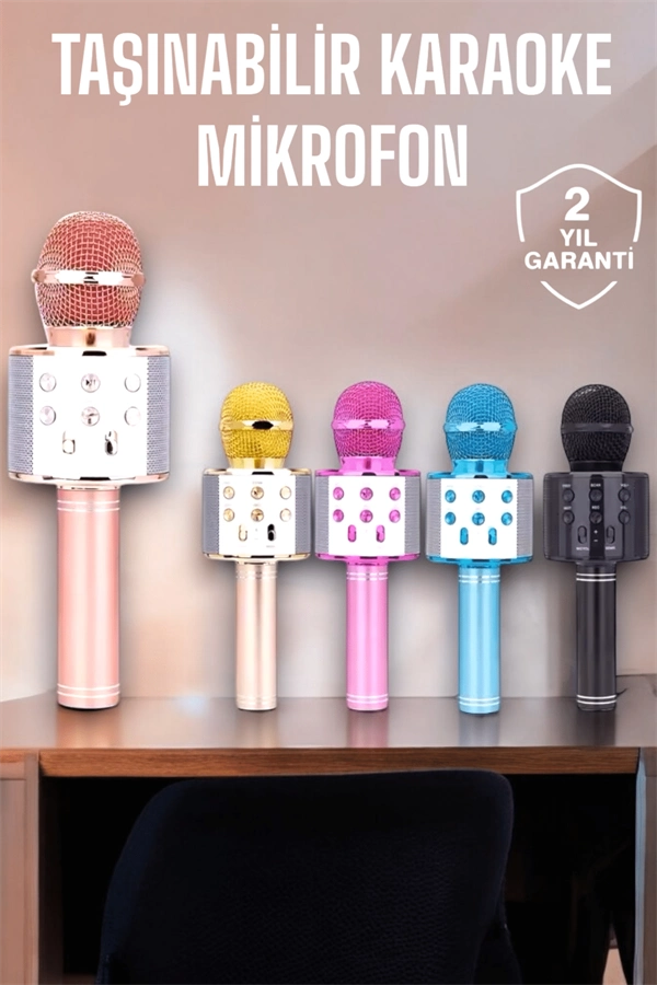 Etkileyici Performanslı Taşınabilir Karaoke Mikrofon - Hafıza Kart Girişli