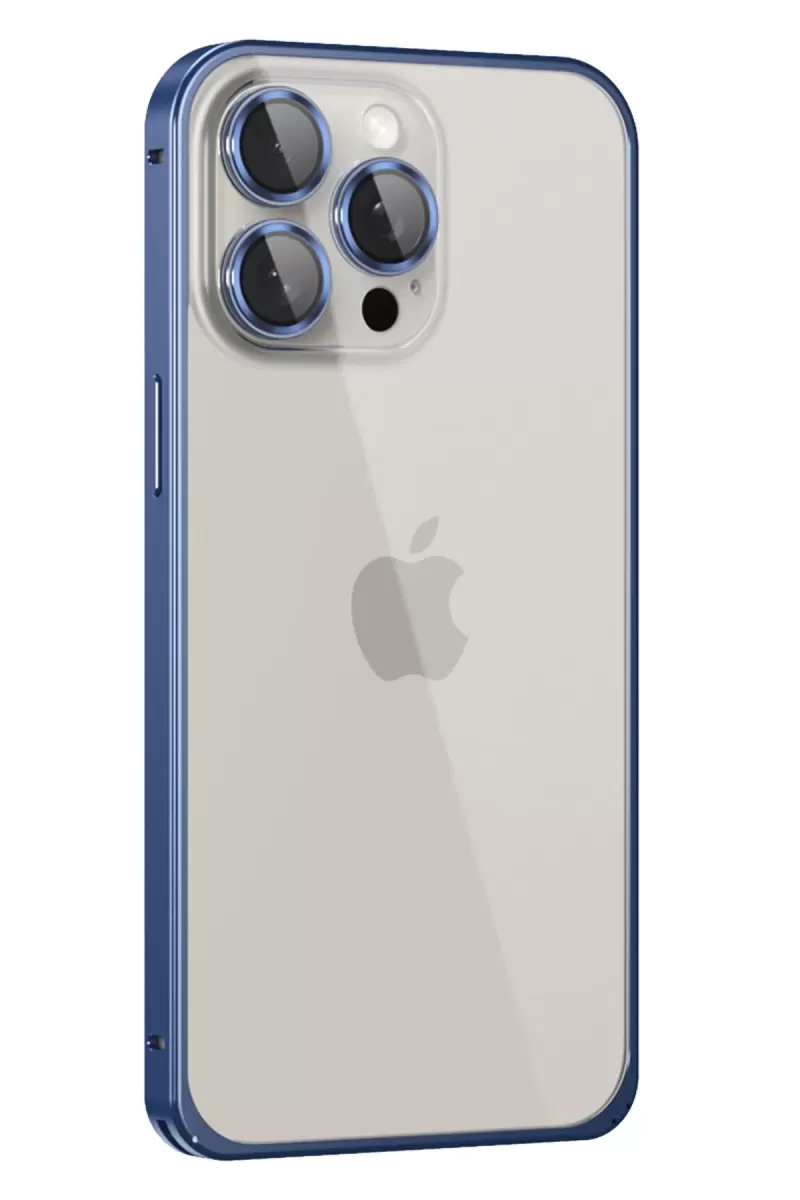 Joko Apple iPhone 15 Pro Max Uyumlu Metal Bumper Mat Kapak - Lacivert