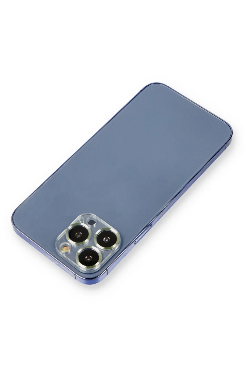 Apple iPhone 12 Pro Uyumlu Metal Kamera Lens Koruma Cam - Açık Yeşil