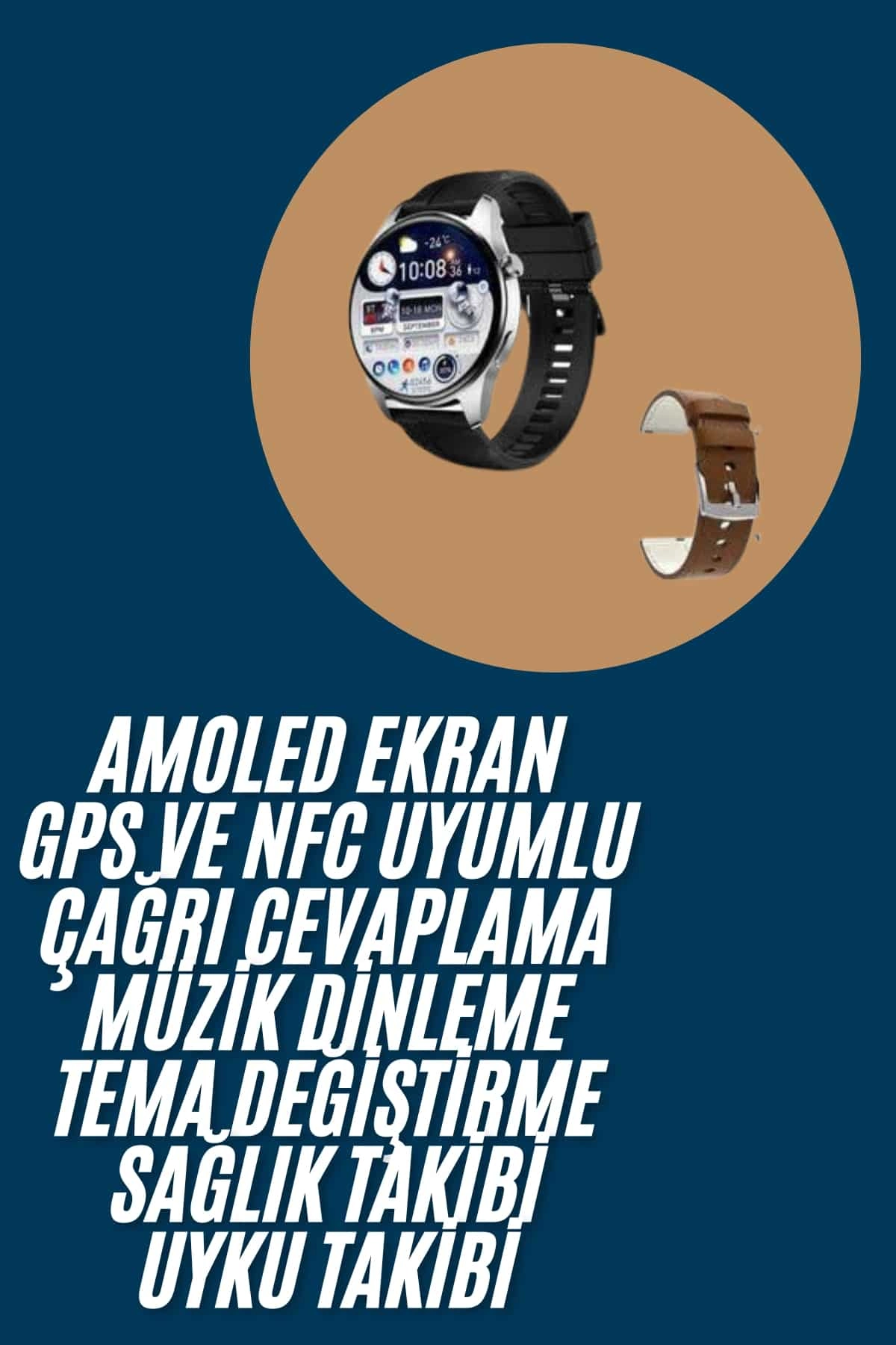 Unisex Akıllı Saat Sesli Görüşme Özelliği 1 Adet Siyah