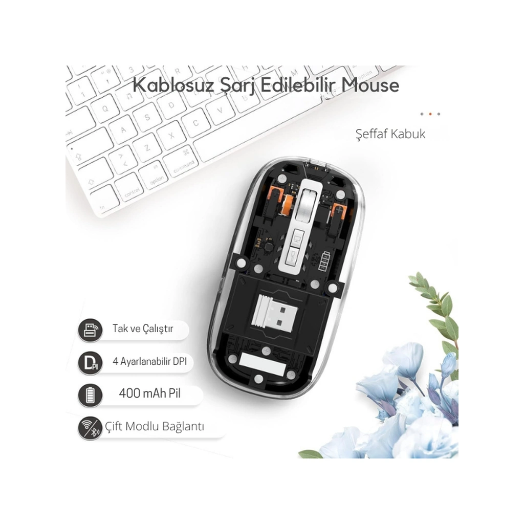 Kablosuz Siyah 501 Bt+ Mouse Ergonomik Tasarım