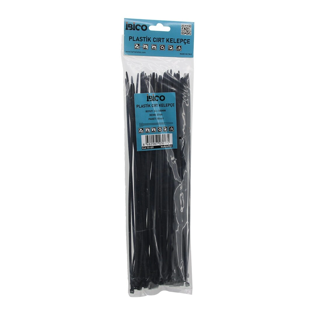 Pratik Siyah Plastik Cırt Kelepçe 3.6x300mm 100'lü Set