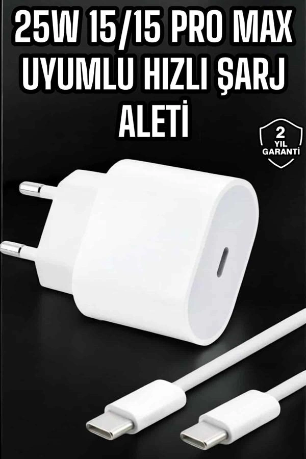 Hızlı Şarj Adaptörü ve Type-C Kablo 15 Pro Max Uyumlu