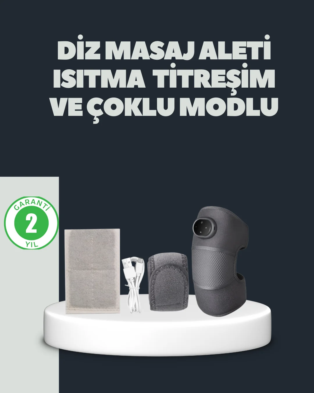 Isıtmalı Titreşimli Diz Masaj Cihazı 3D Rezonans Teknolojili