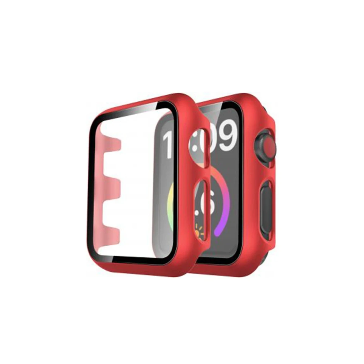 Apple Watch 40mm Camlı Kasa Ekran Koruyucu - Kırmızı