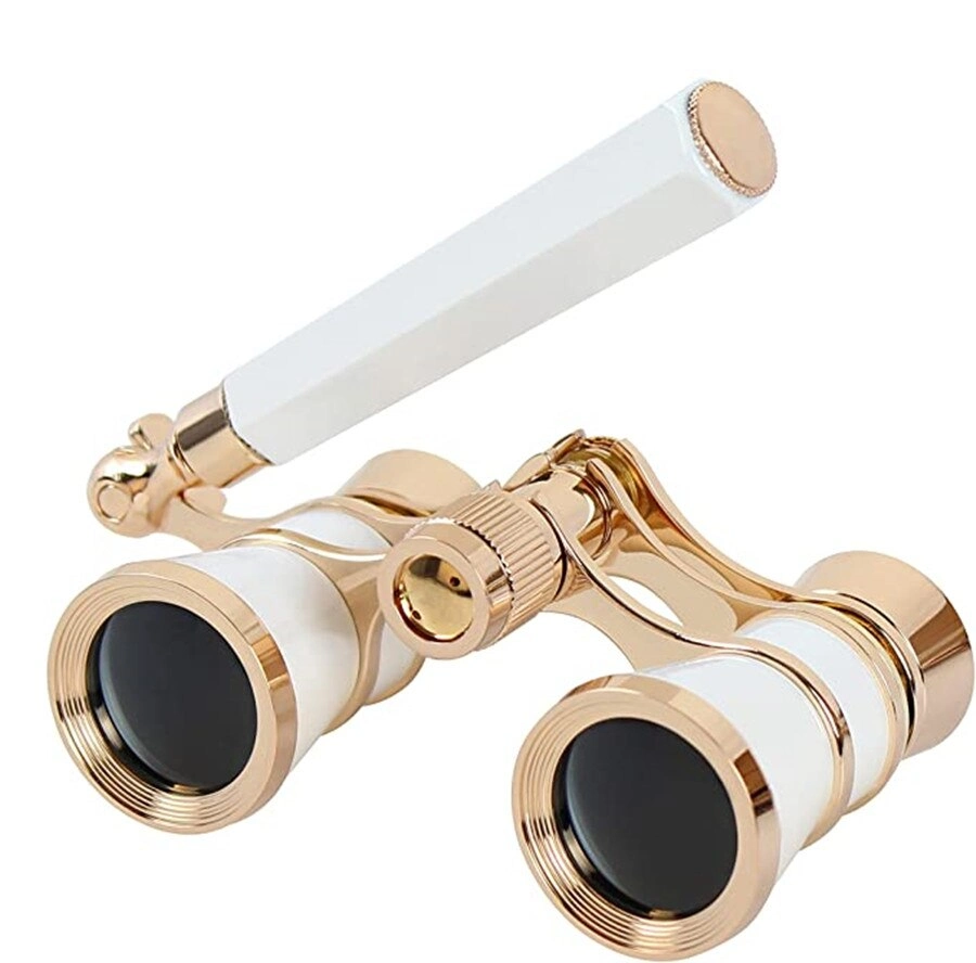 Retro Beyaz Tiyatro Dürbünü 3x25 mm Metal Kaplama