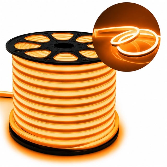 PM-5294 Silikon Kaplama 12 Volt 100 Metre Oranj Turuncu Neon Led Şerit Aydınlatma