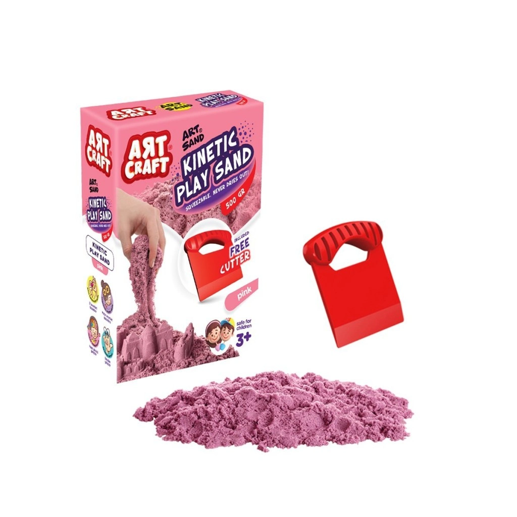 Eğlenceli Pembe Kinetik Oyun Kumu 500 Gr Aksesuar Seti