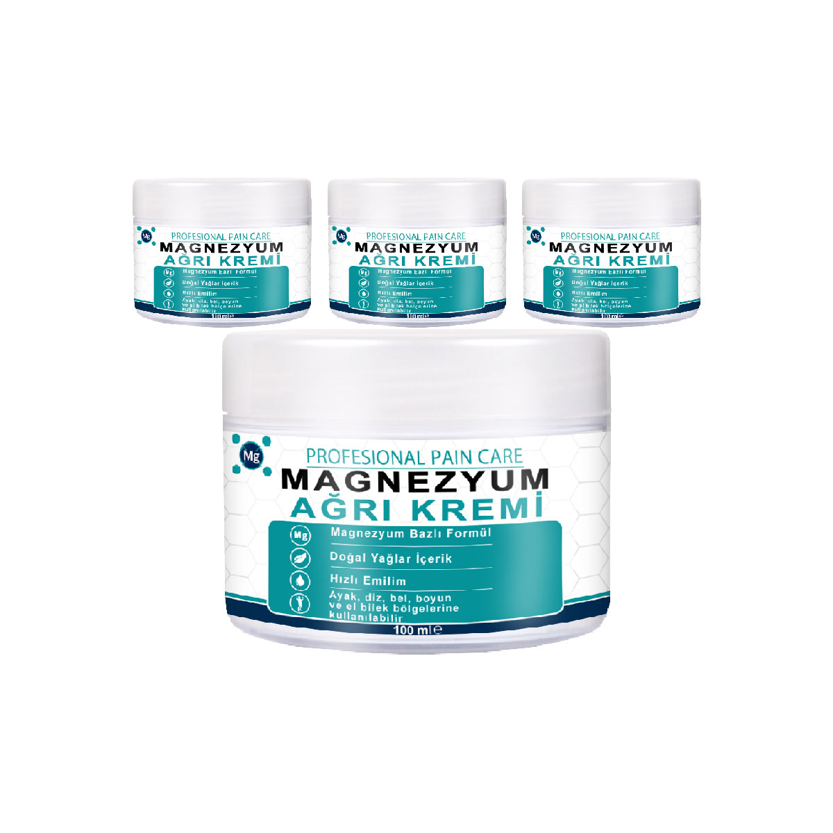 Saf Magnezyum Klorürlü Masaj Losyonu 4 Adet Zechstein Deniz Kaynaklı, Aloe Vera ve E Vitaminli Komplex Relax Krem
