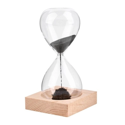 Dekoratif Manyetik Kum Saati 14 cm Ahşap Stand ile