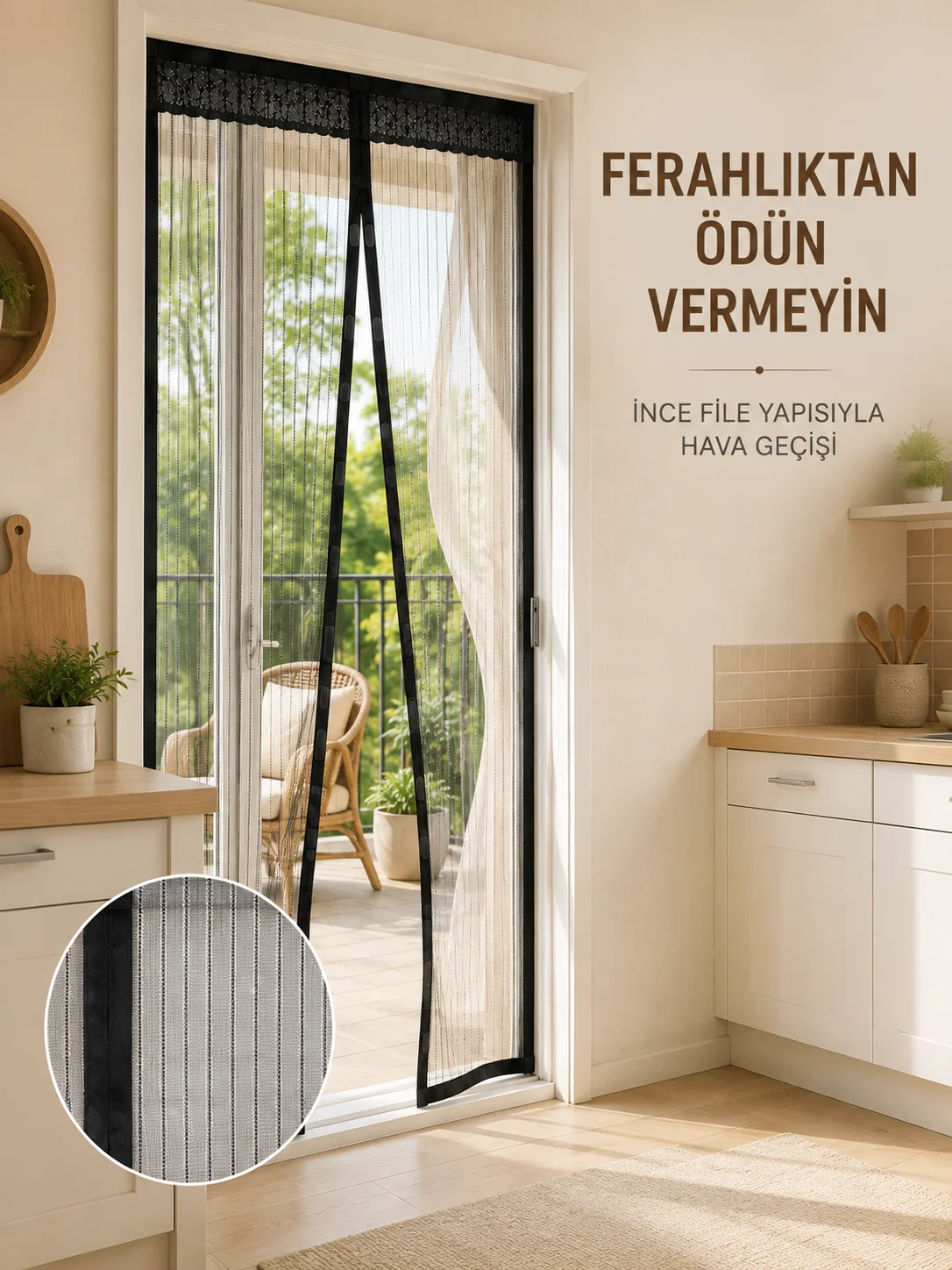 Siyah Mıknatıslı Kapı Sinekliği Sinek ve Böceklere Karşı Koruyucu File