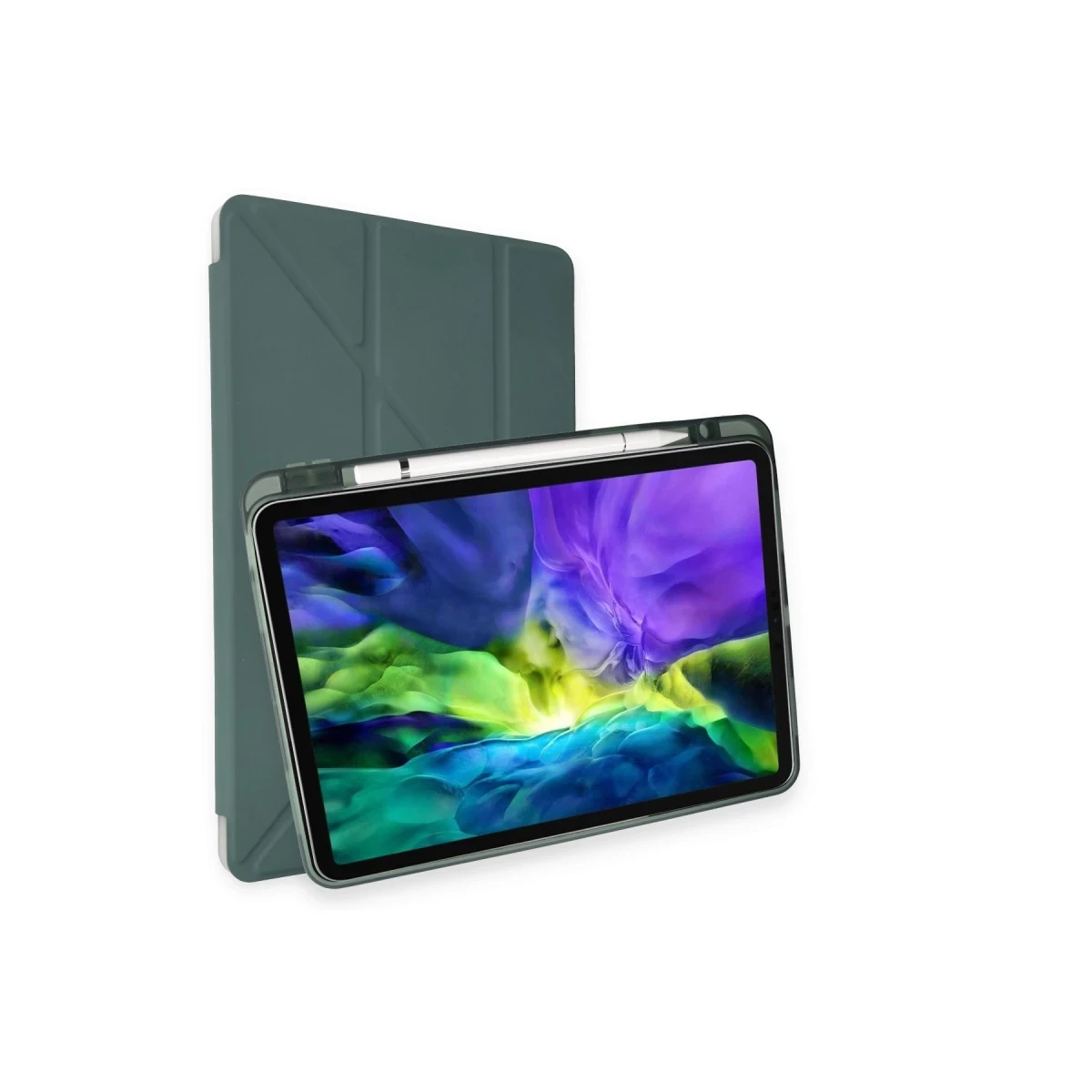 Apple iPad Pro 11 (2024) Kılıf Kalemlikli Mars Tablet Kılıfı - Koyu Yeşil