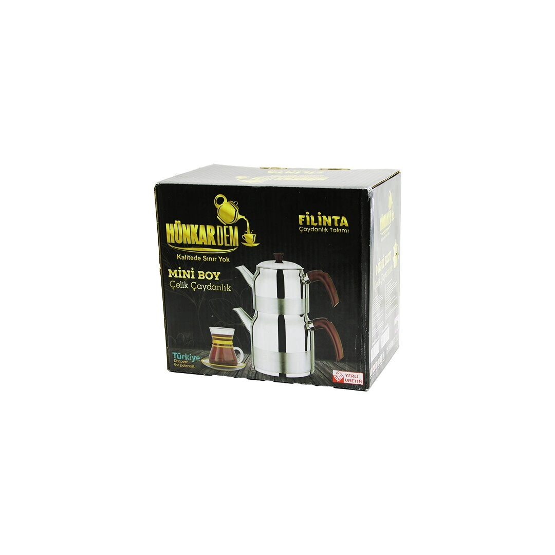 Çift Kapaklı Mini Boy Çaydanlık Seti 1LT Üst 1.5LT Alt Sürahi