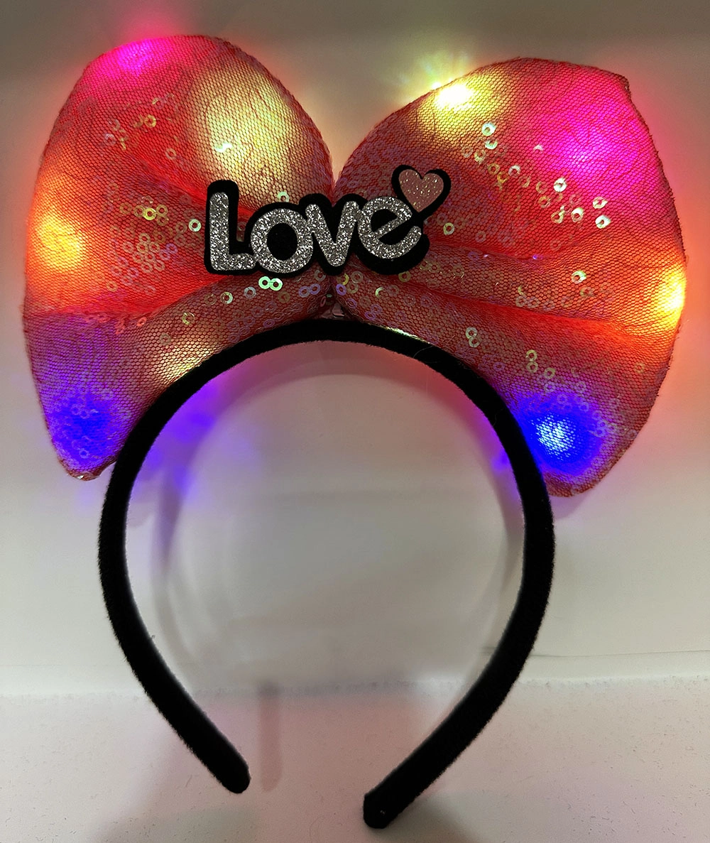 Fuşya Pembe Fiyonklu LED Işıklı Taç 20x17 cm Özel Günler İçin