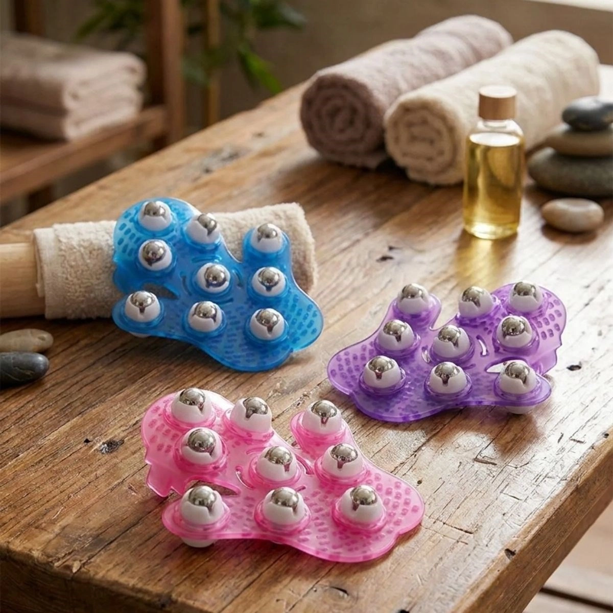 Ergonomik 9 Bilyeli Vücut Masaj Eldiveni - Manuel Masaj Aparatı