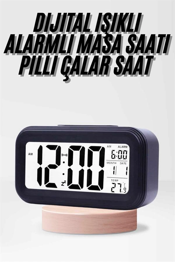 Şık Dijital Alarmlı Çalar Saat 4,3x15,1 cm Çalışma Masası için