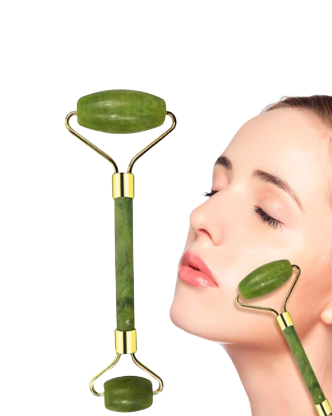 Doğal Yeşim Taşı Yüz Bakım Seti 2 Parça Roller Gua Sha