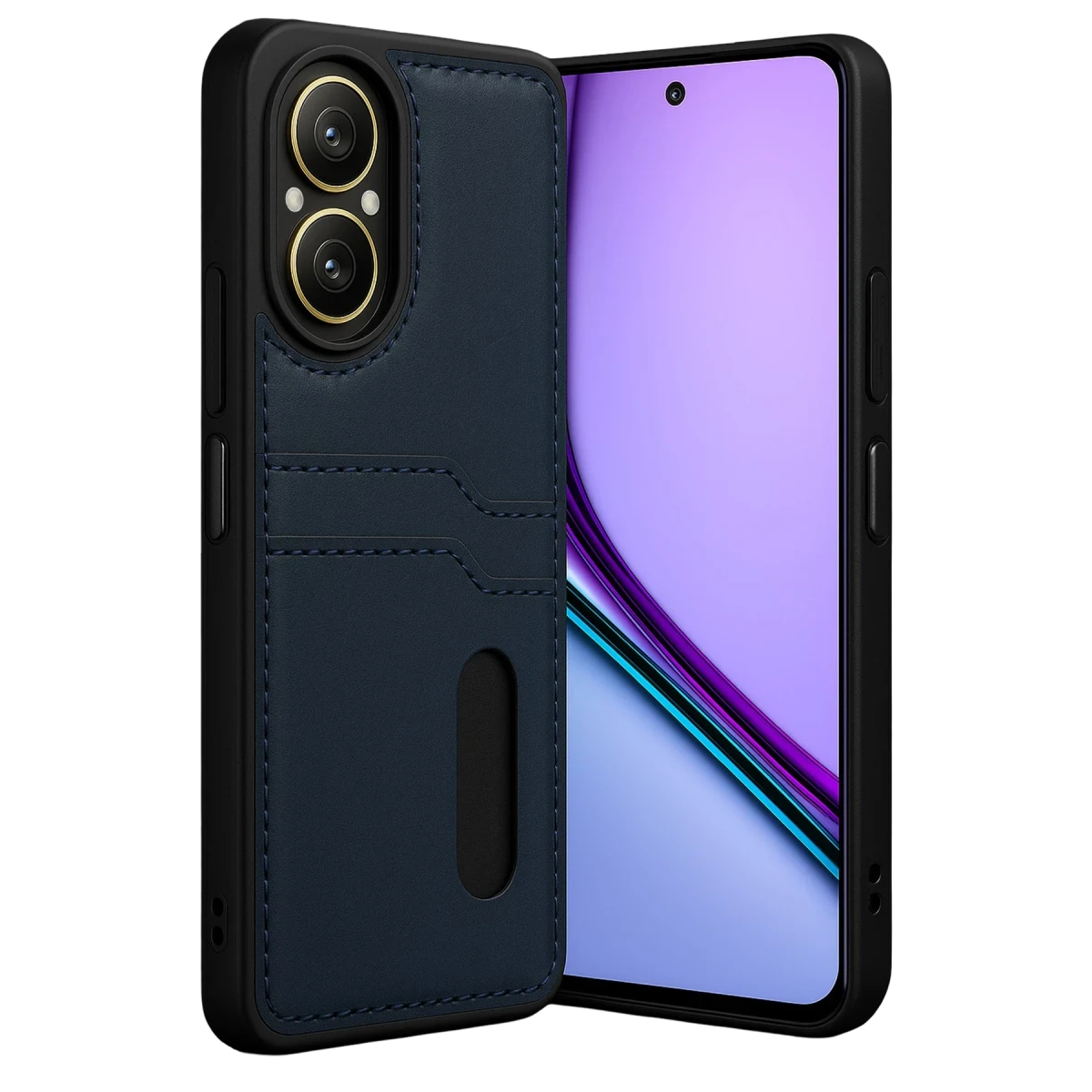 Realme 12 Lite Kılıf Sara Kartvizitli Deri Kılıf - Lacivert