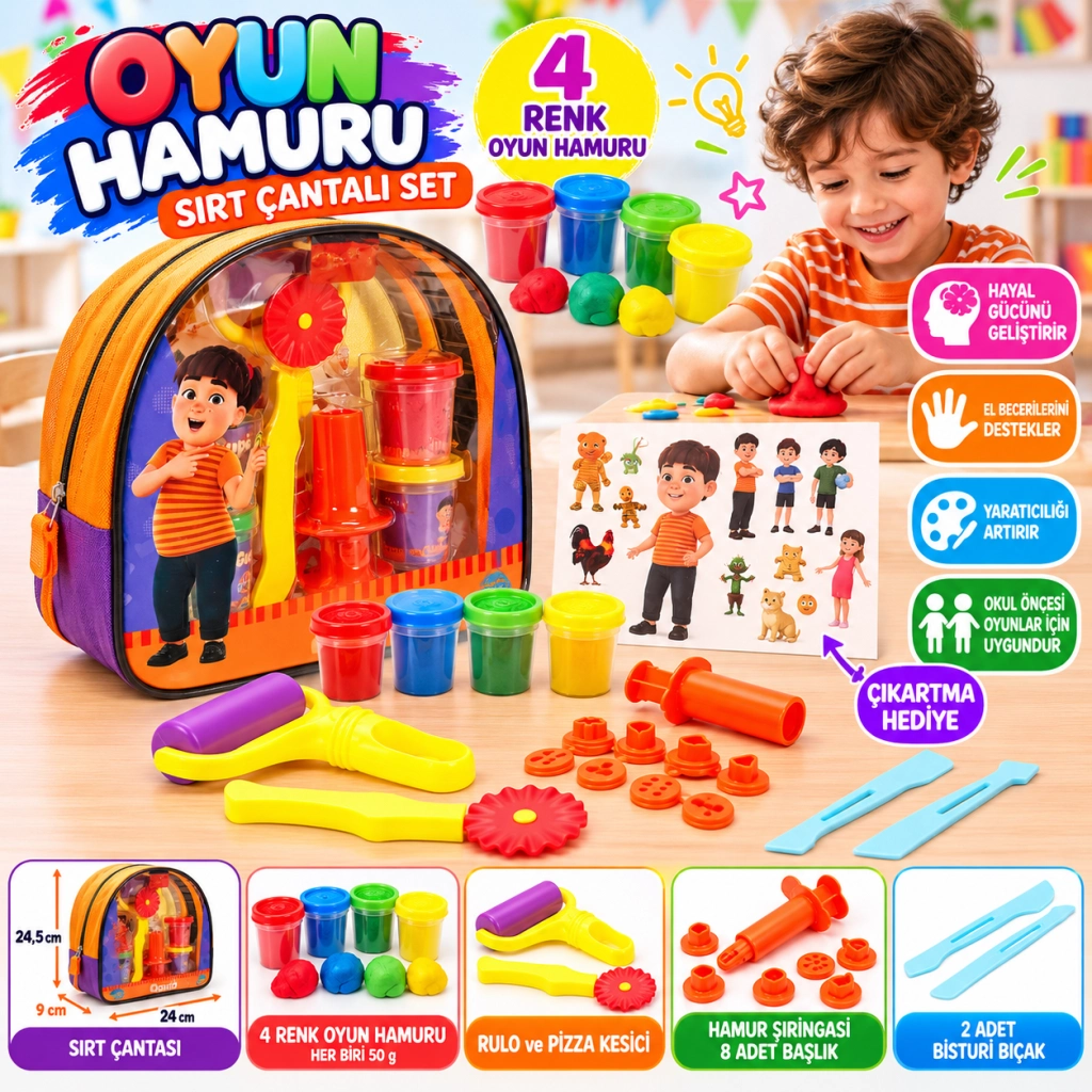 Eğlenceli Oyun Hamuru Seti 4x50gr Çocuklar için