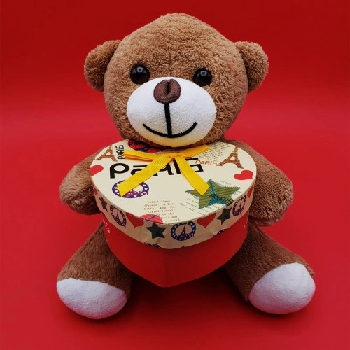 Sevimli Kutulu Kahverengi 25 cm Peluş Hediye