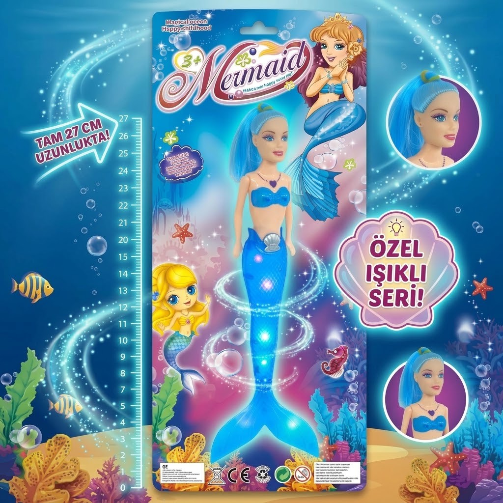 Sihirli Deniz Kızı Işıklı Bebek - Mavi
