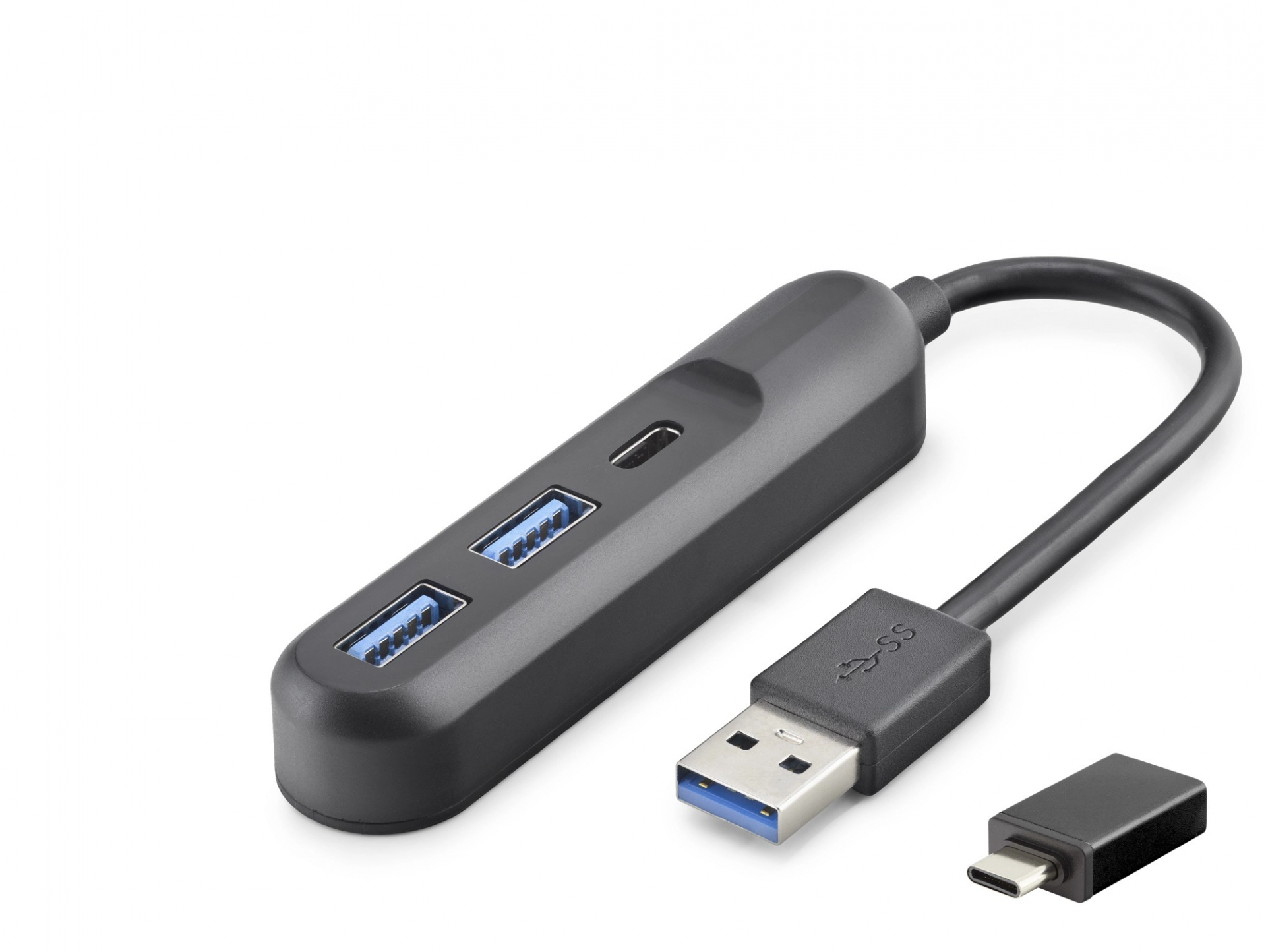 Kompakt 3 Port USB Hub 5 Gbps Siyah Uyumlu Cihazlar için