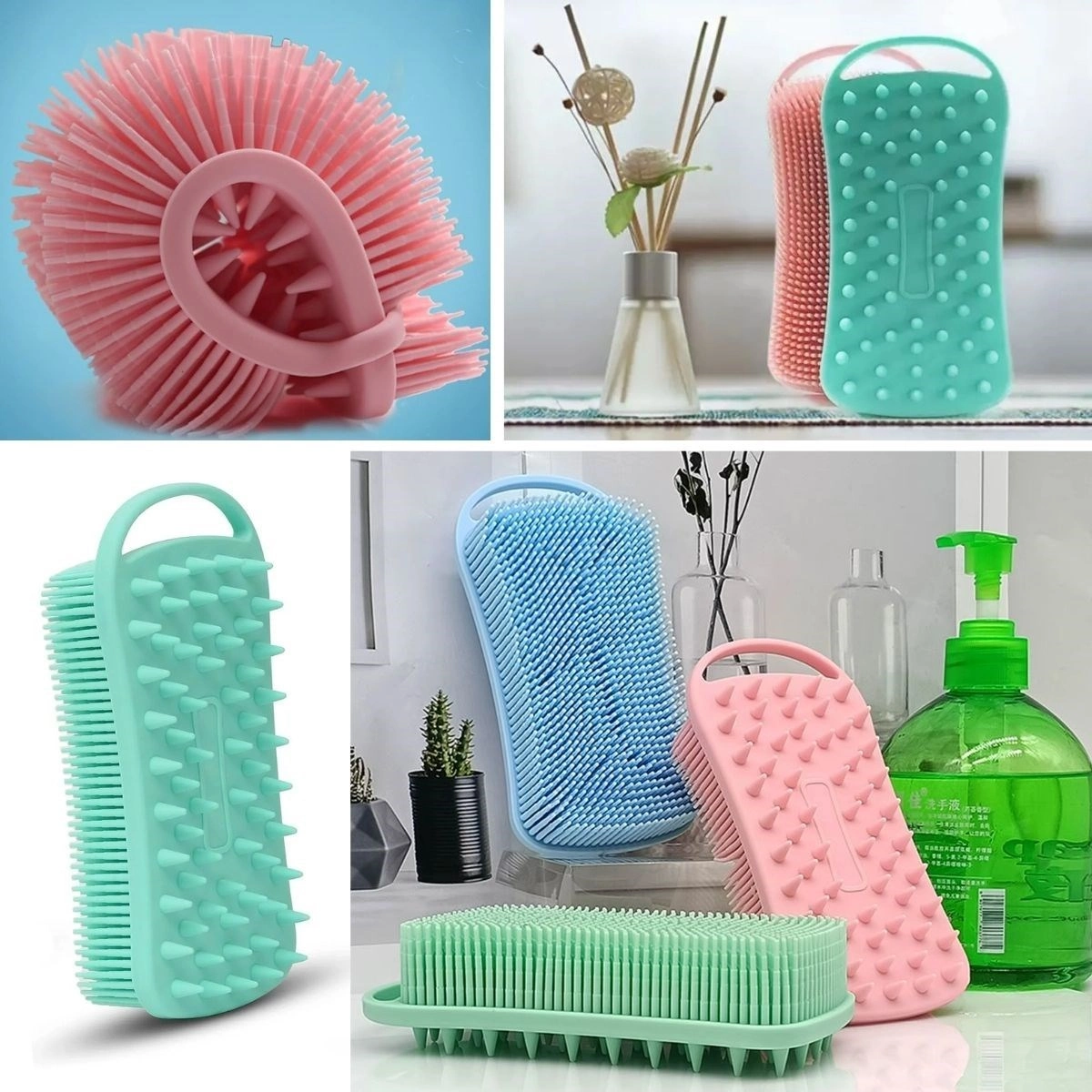 Peeling ve Masaj Etkili Silikon Banyo Fırçası 1 Adet