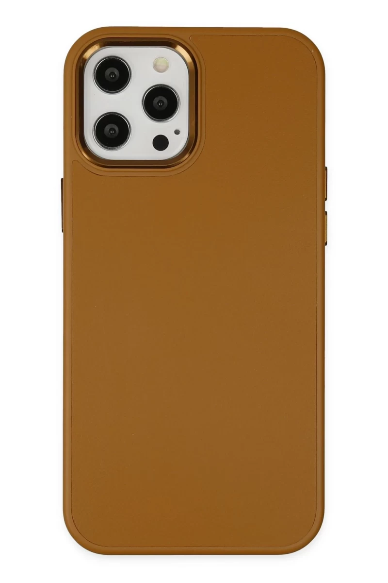 Apple iPhone 12 Pro Max Uyumlu Kılıf Asya Deri Silikon - Kahverengi