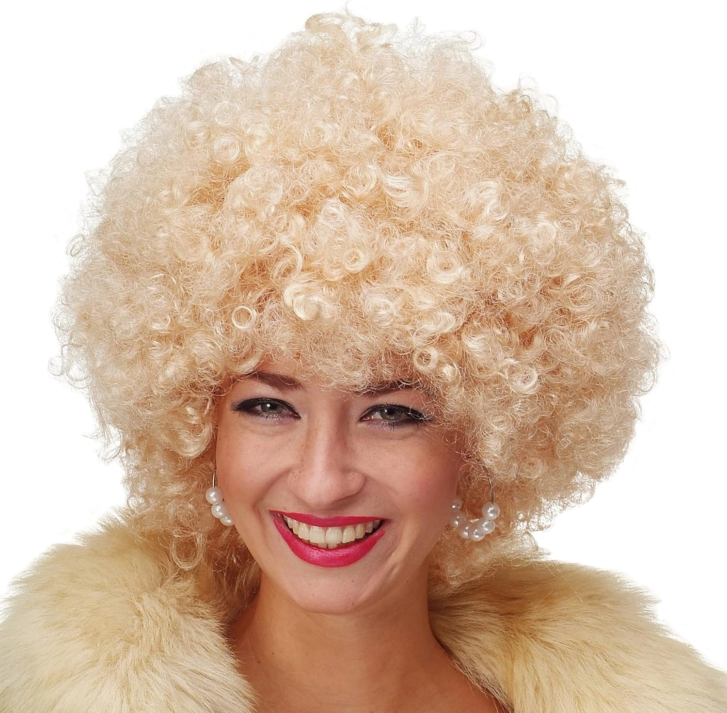 Kıvırcık Afro Altın Renk Peruk 1 Adet Parti Aksesuarı