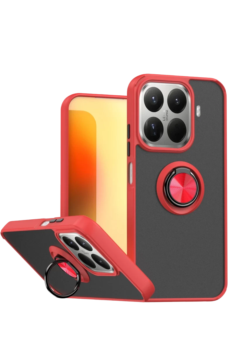 Xiaomi Mi 15T Pro Uyumlu Montreal Yüzüklü Silikon Kapak - Kırmızı