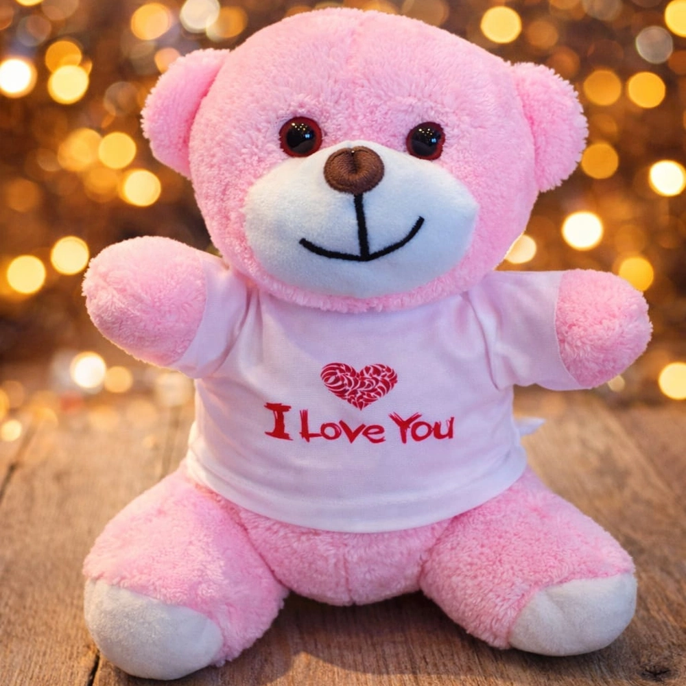 Şık Pembe I Love You Tasarım Tişört 25 cm Hediye