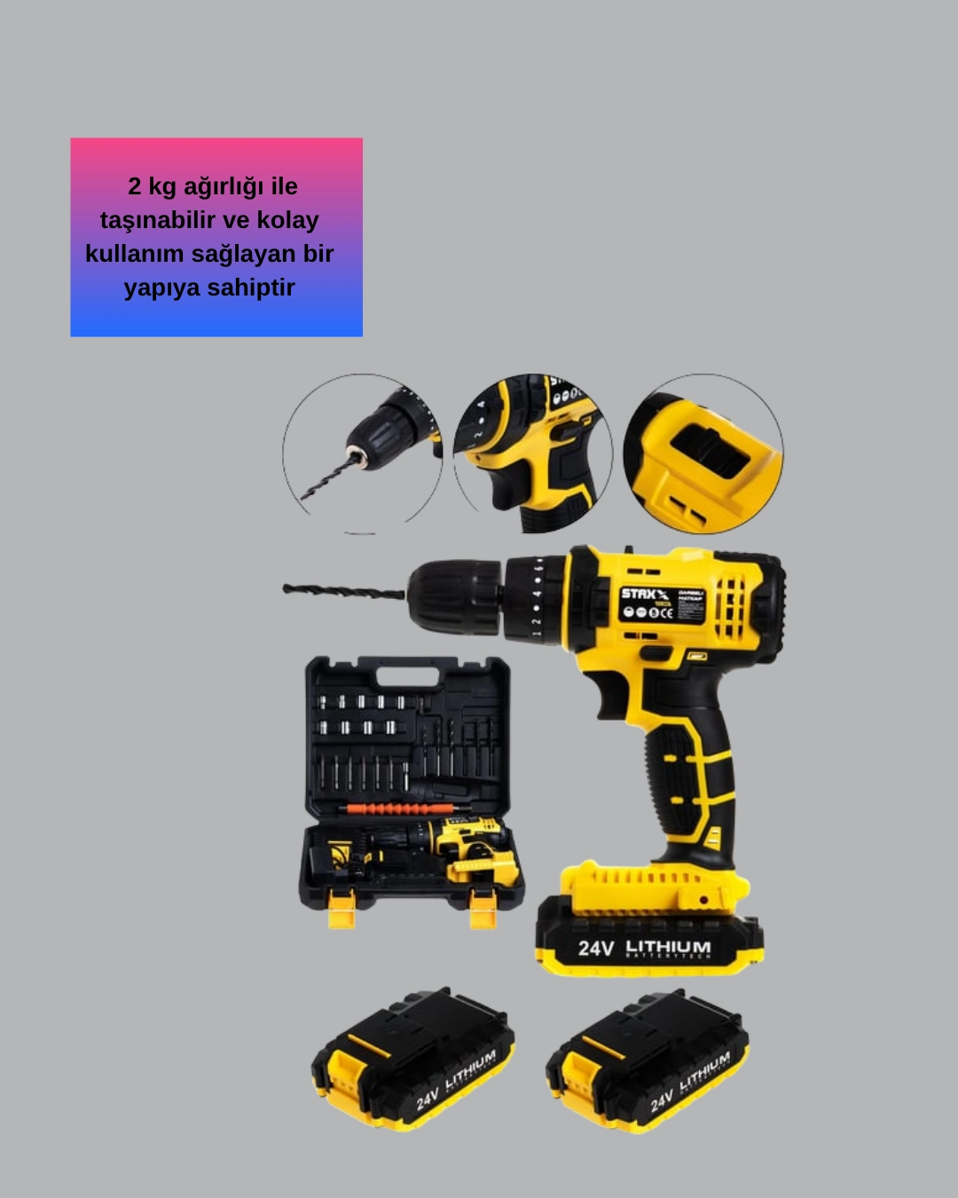 Ergonomik 12V Kablosuz Matkap Uzun Pil Ömrü ve Hızlı Şarj
