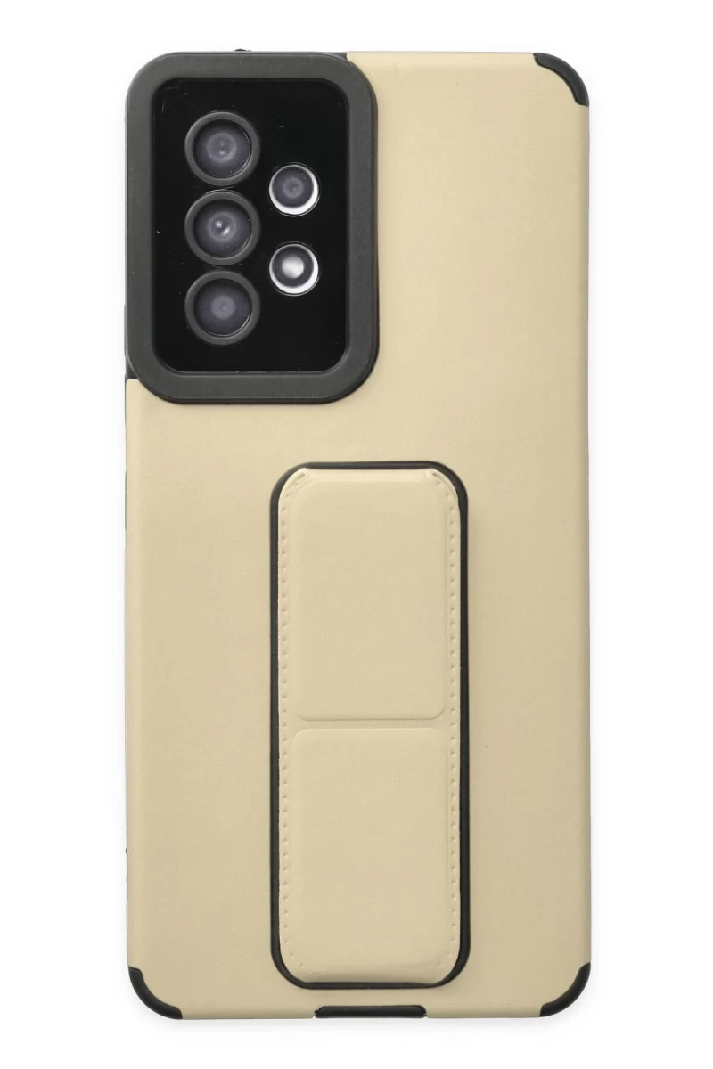 Samsung Galaxy A53 5G Uyumlu Kılıf Mega Standlı Silikon - Gold