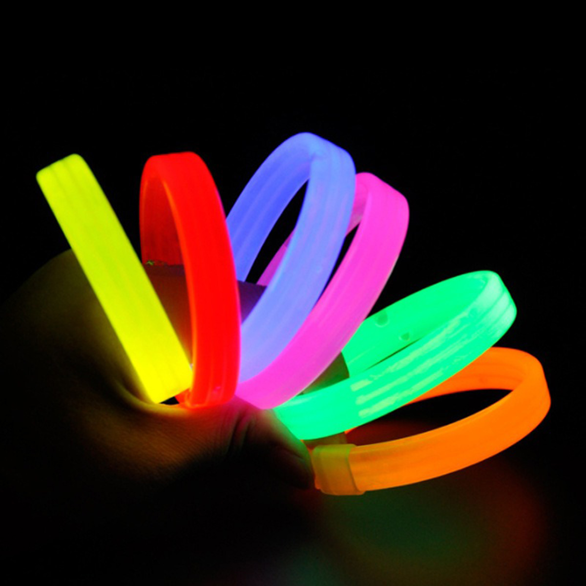 Glow Partisi Fosforlu Ekstra Kalın Bileklik 6 Renk 6?lı Set ? Baskı Yapılabilir