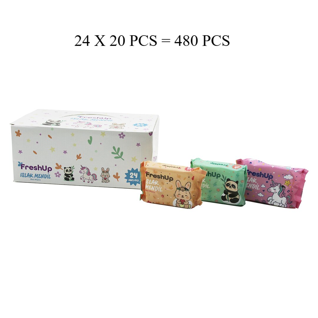 Freshup Mini 24X20PCS = 480 Pcs Cep Islak Mendil Mix