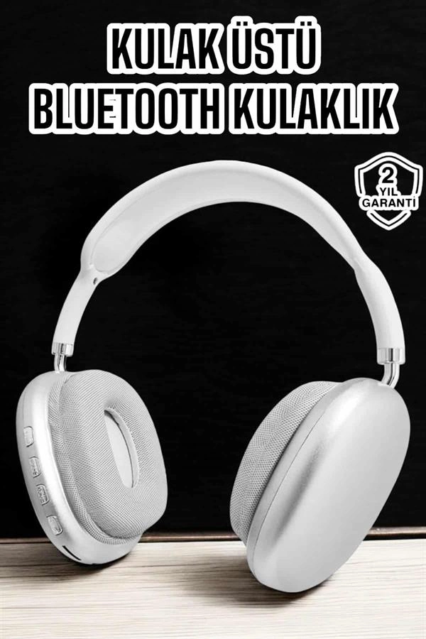 Ergonomik Kablosuz Bluetooth Kulaklık Beyaz 10 Metre Uzaklık