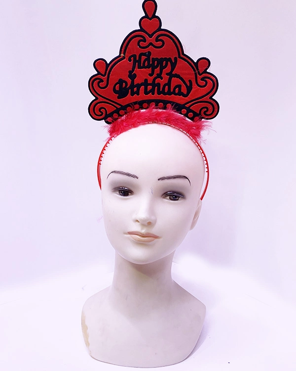 Neon Kırmızı Renkli Doğum Günü Tacı 24x15 cm