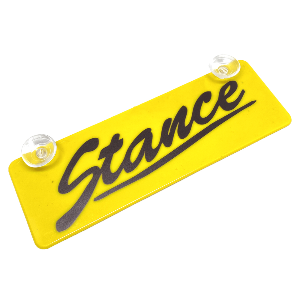 Stance Yazılı Sarı Dekor Plaka Vantuzlu Cam Süsü 22x7.5cm
