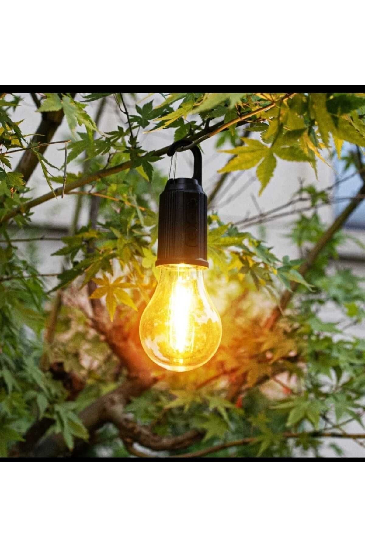 Taşınabilir Şarjlı Led Ampül Outdoor Kamp Bahçe Lambası 10W Askılı Kırılmaz Led Işık