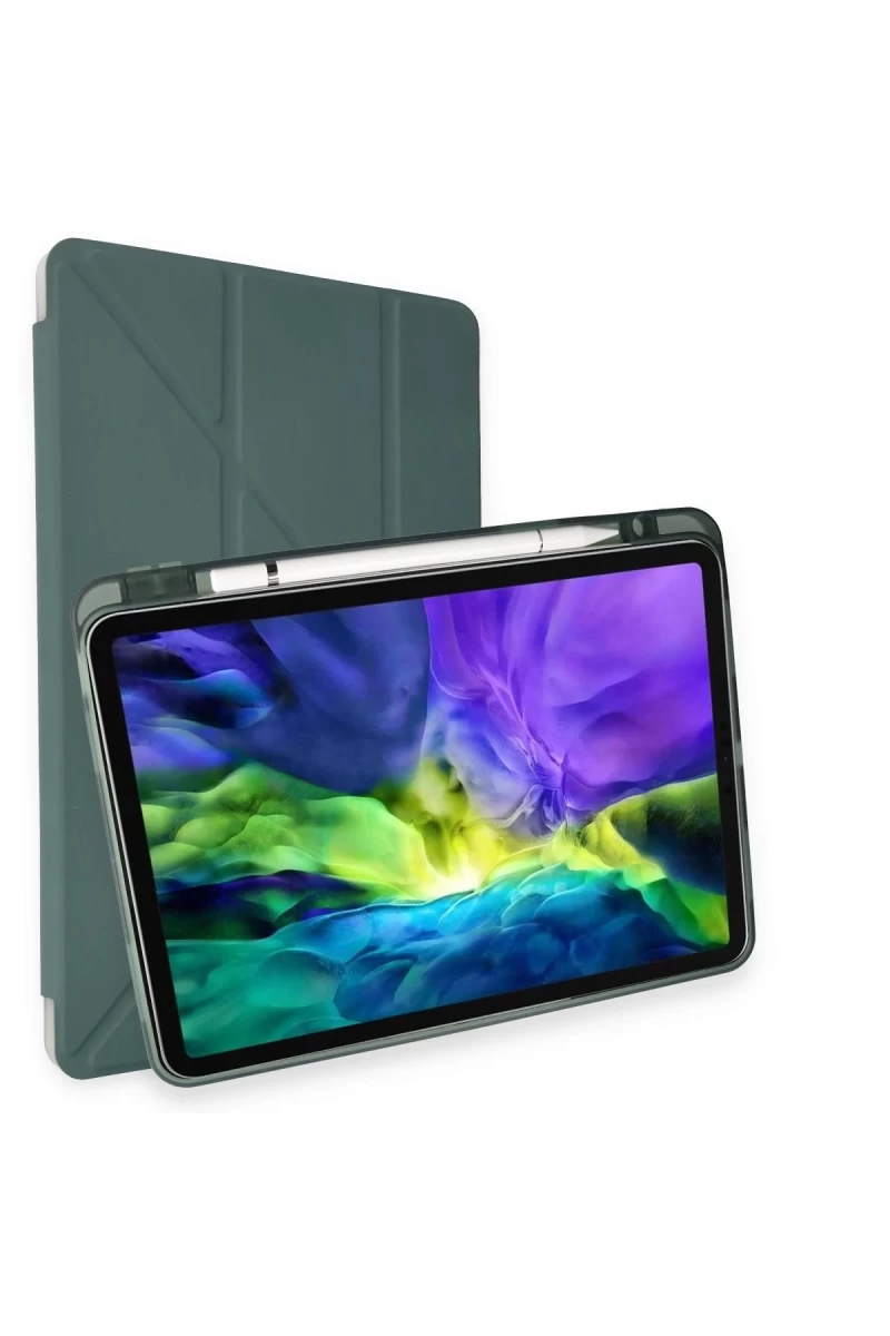 Apple iPad Pro 11 (2024) Kılıf Kalemlikli Mars Tablet Kılıfı - Koyu Yeşil