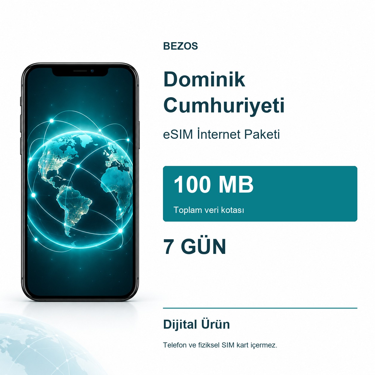 Dominik Cumhuriyeti eSIM İnternet Paketi 100 MB 7 Gün