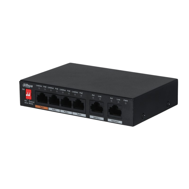 PFS3006-4ET-60 4 PORT 10/100 + 2 PORT 10/100 UPLINK 250 METRE 60W POE METAL KASA SWITCH