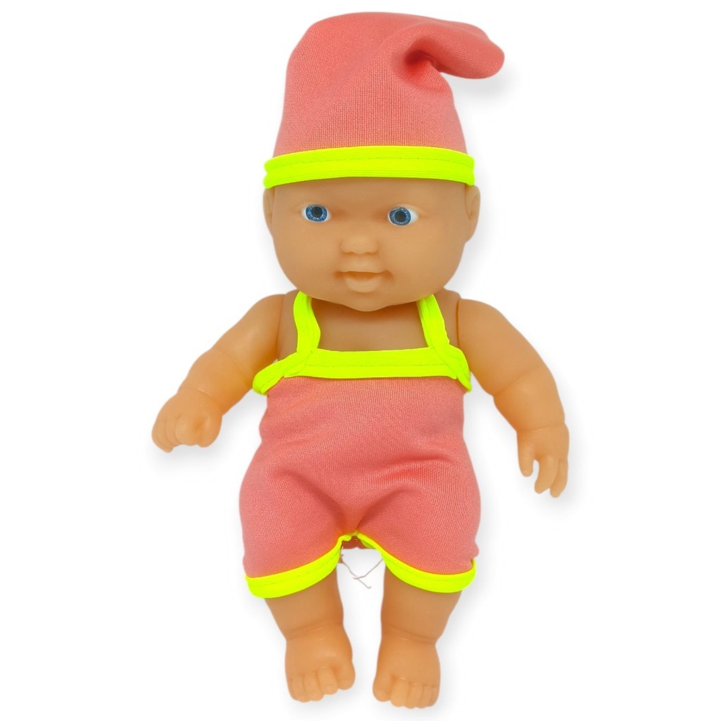 20 cm Sevimli Et Bebek - Çıkarılabilir Neon Kıyafetli Gerçekçi Oyuncak Bebek   - Pembe  - Sarı