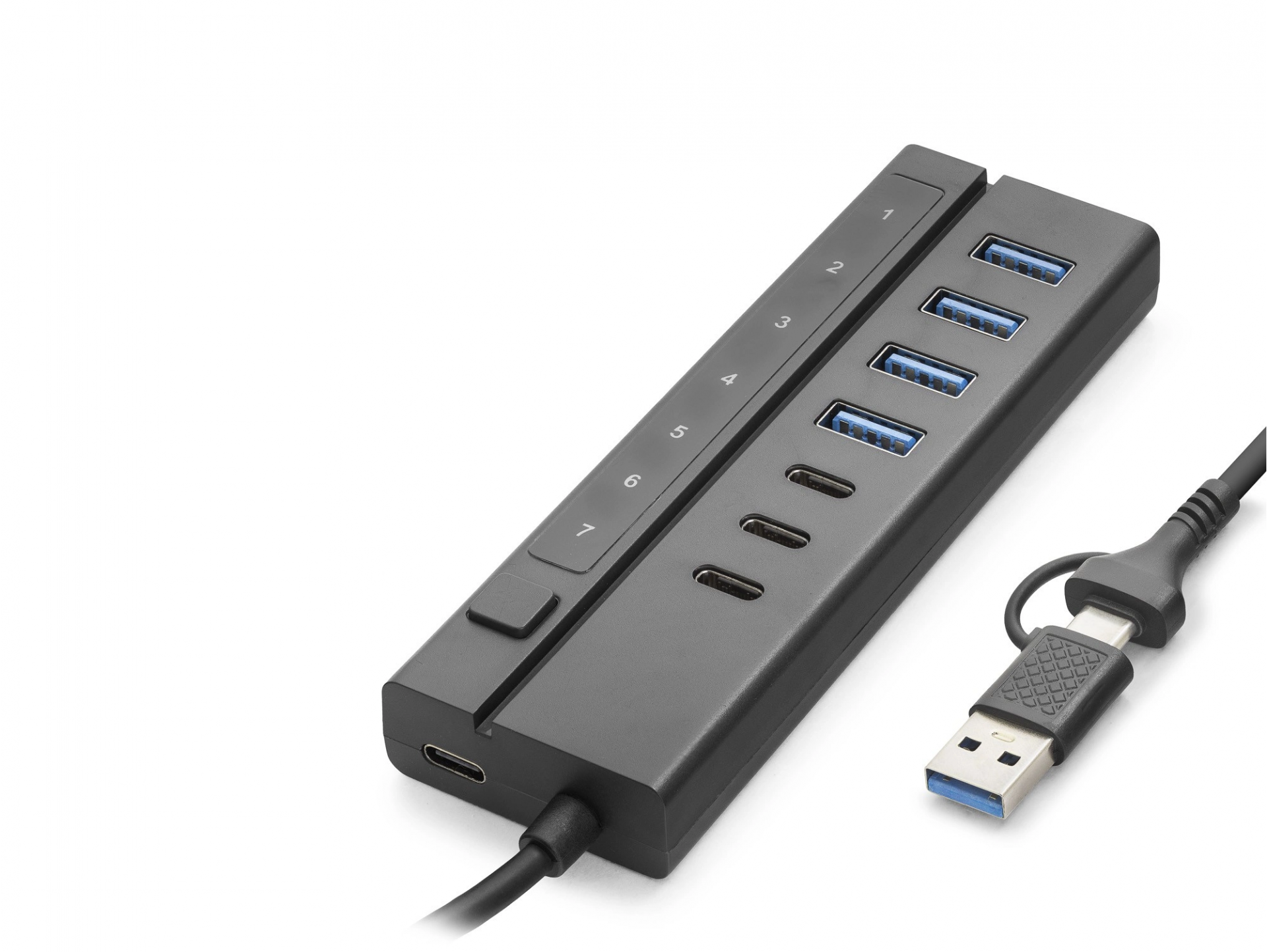 Anahtarlı 8 Port USB Type-C Hub 5 Gbps Siyah
