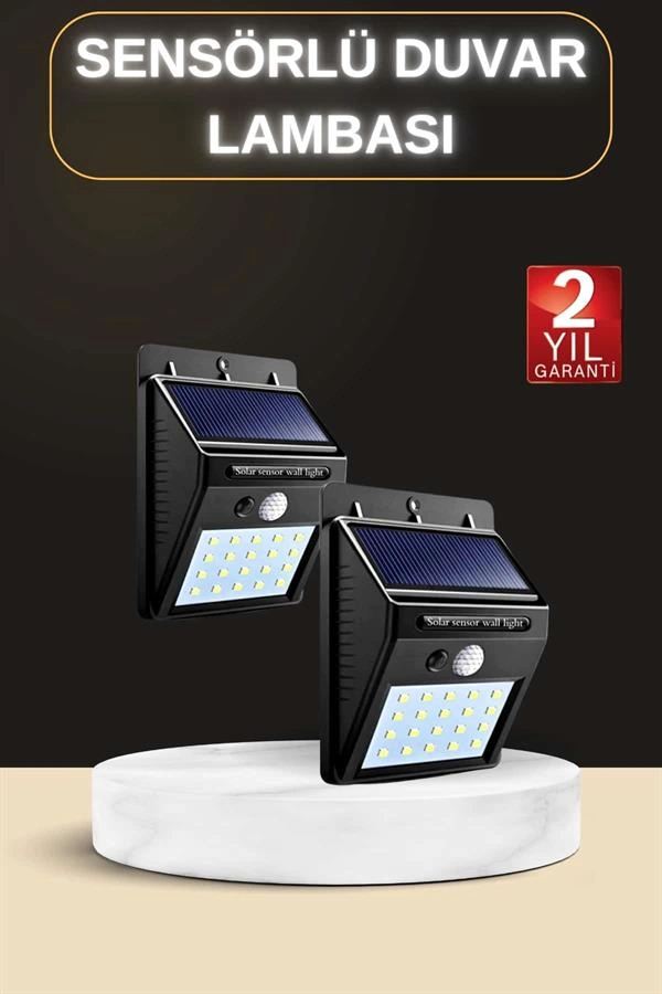 Güneş Enerjili Sensörlü Duvar Lambası 40 LED Bahçe