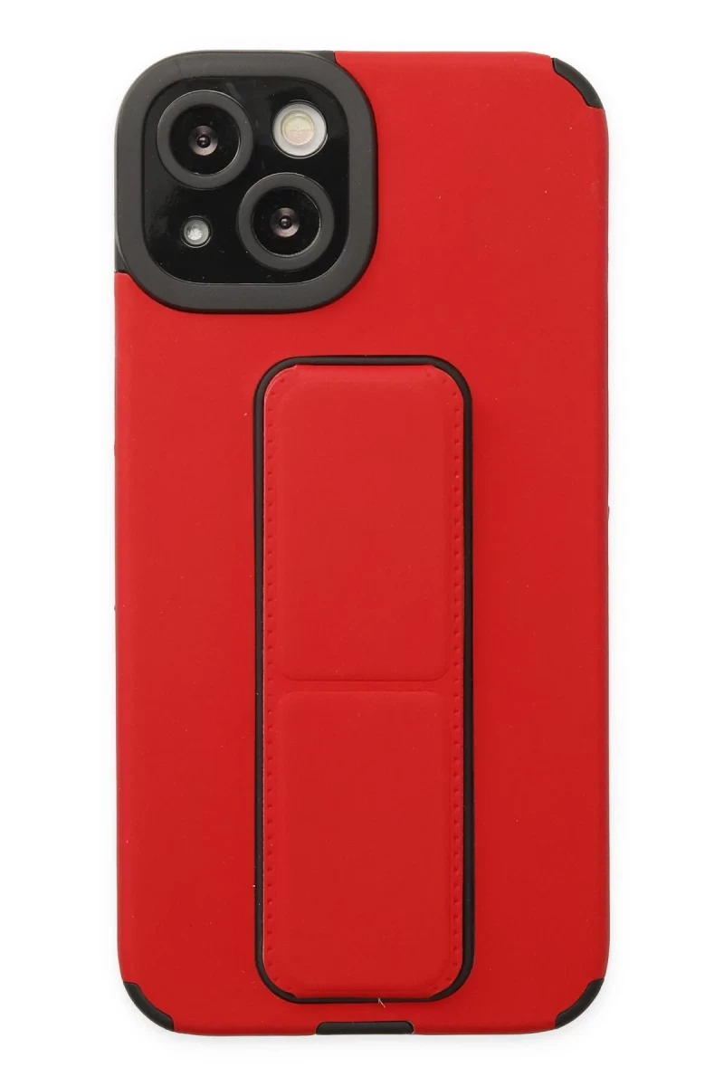 Apple iPhone 14 Plus Uyumlu Kılıf Mega Standlı Silikon - Kırmızı