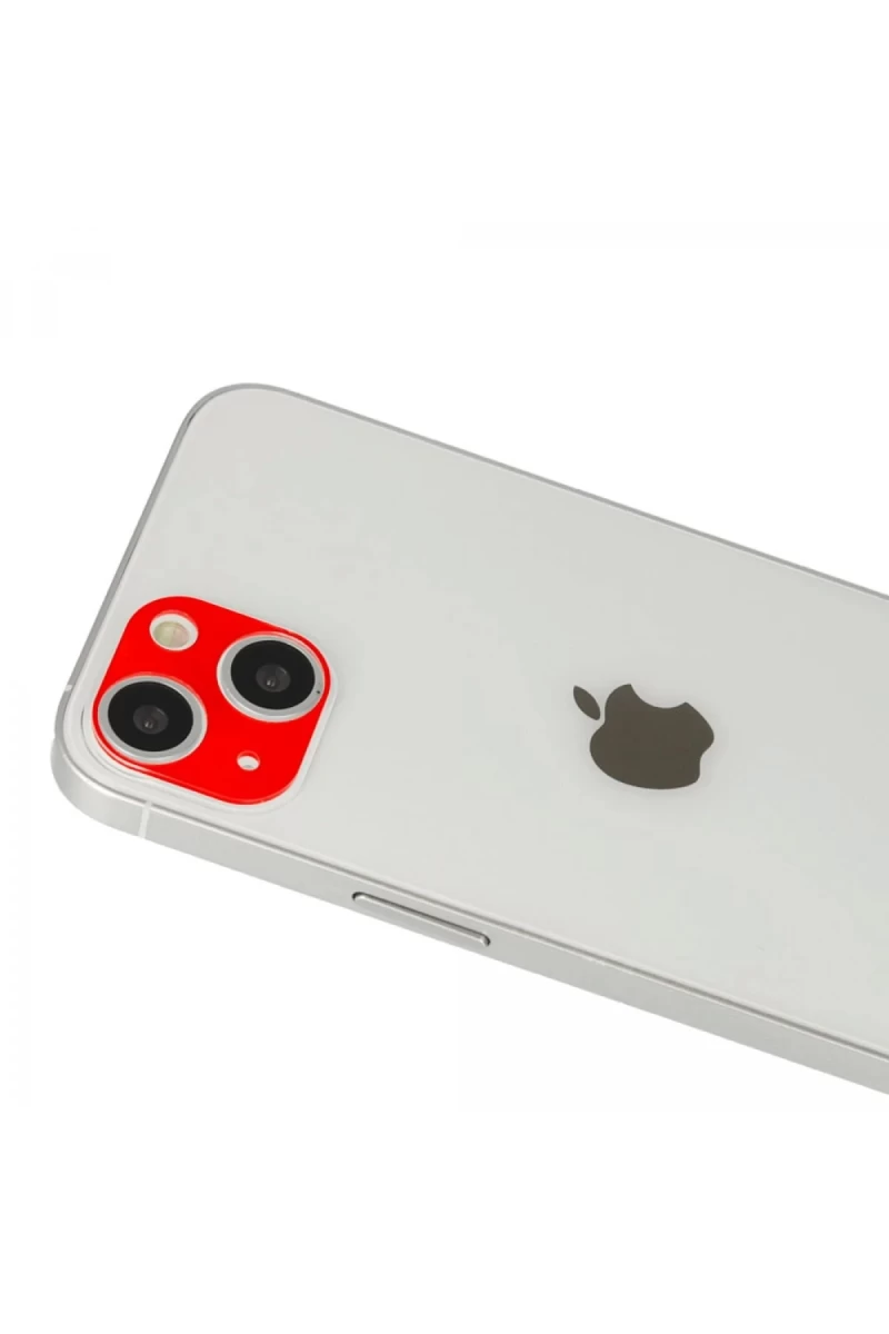 Apple iPhone 13 Uyumlu Rainbow Kamera Lens Koruma Cam - Kırmızı