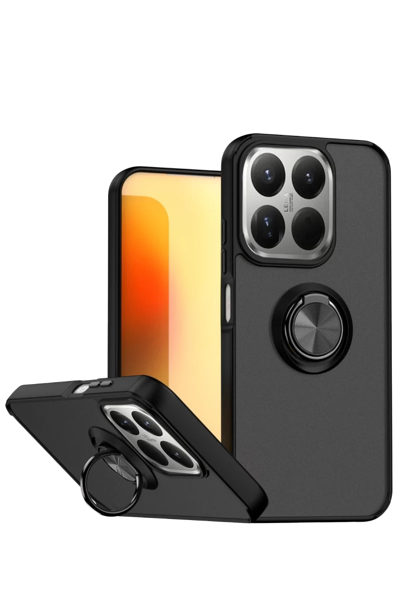 Xiaomi Mi 15T Uyumlu Montreal Yüzüklü Silikon Kapak - Siyah
