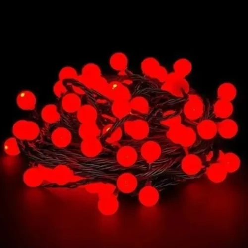 Dekoratif Kırmızı LED Işık 5m 28 Adet Şeffaf Kablo