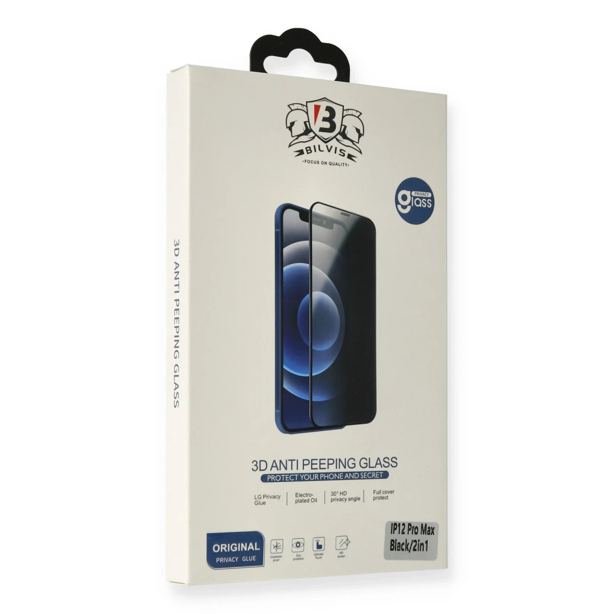 Apple iPhone 13 Mini Bilvis 3D Anti Peeping Hayalet Cam Ekran Koruyucu